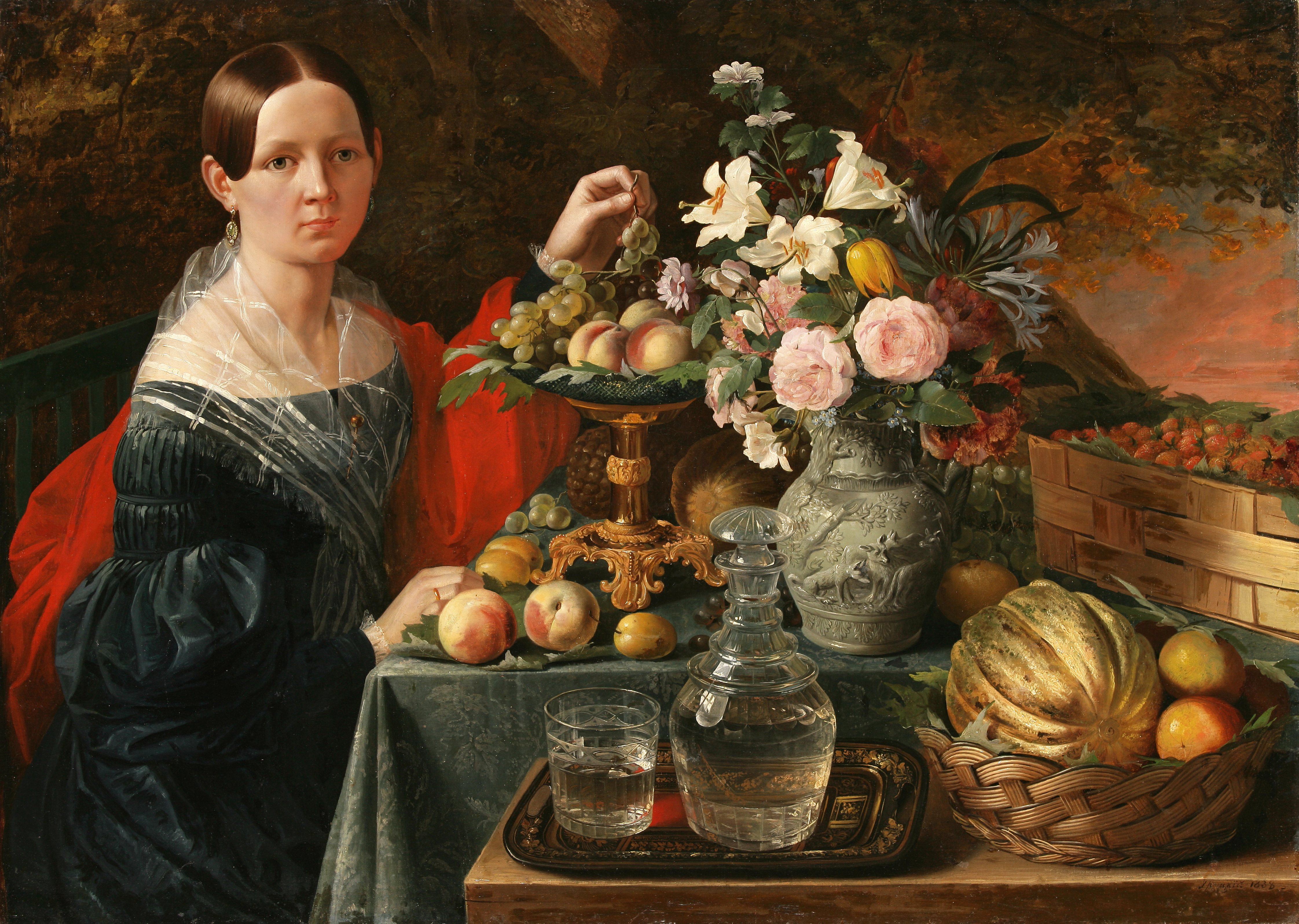 Портрет Неизвестной с цветами и фруктами - Национальный художественный  музей Республики Беларусь