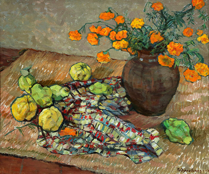 Цветы и фрукты. 1963. Холст, масло. Из собрания Национального художественного музея Республики Беларусь